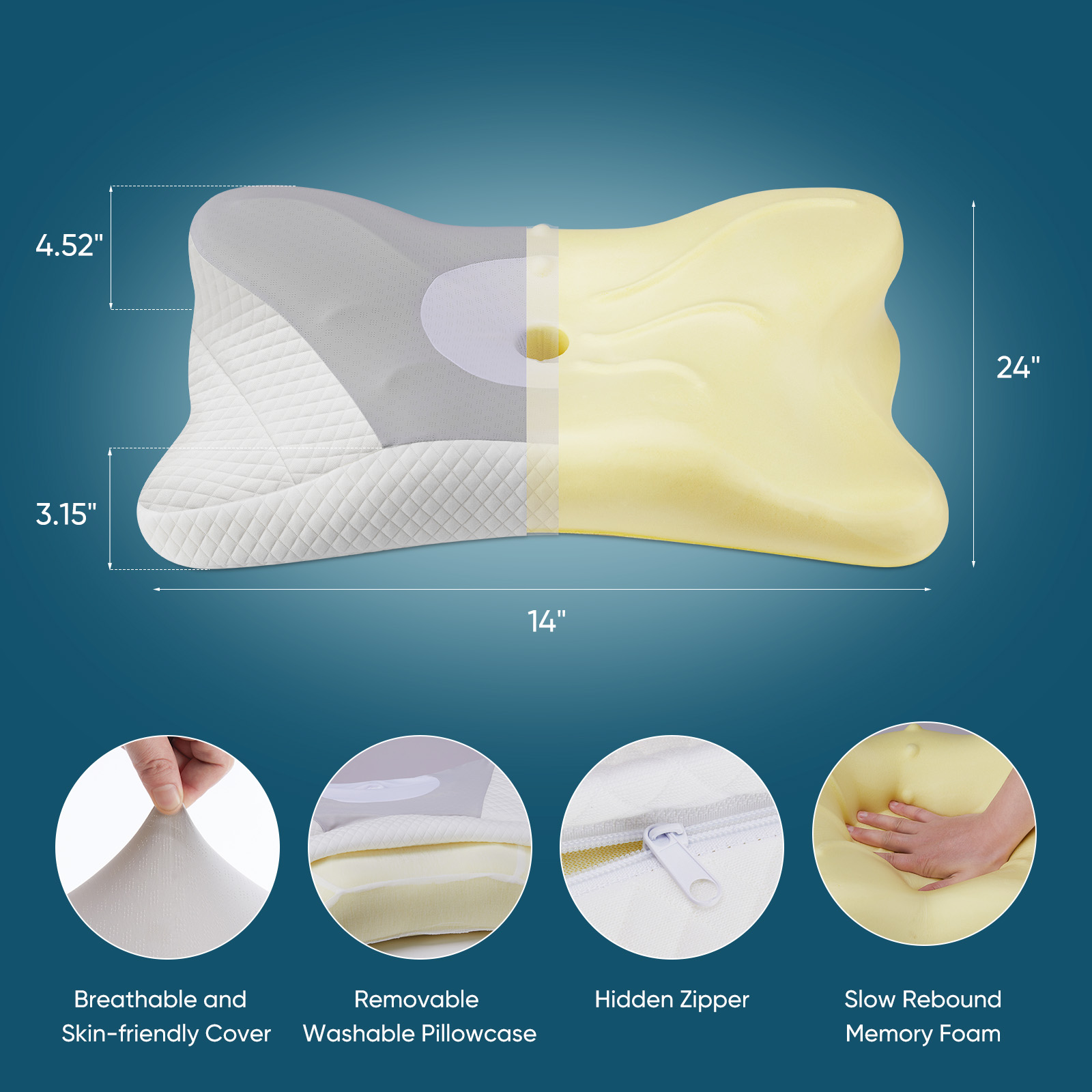 Ergonomic Memory Foam Neck Pillow view 2
